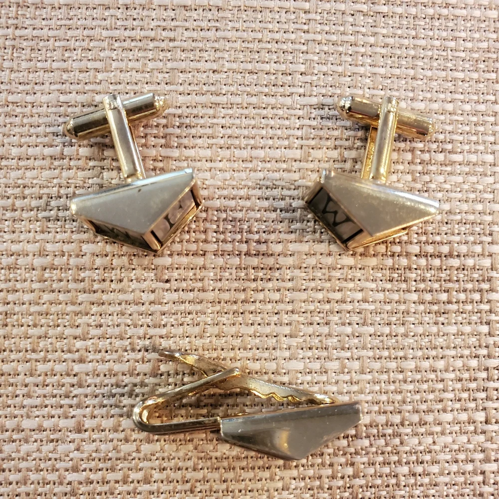 Vintage MCM Hickok gold/silvertone monogrammed 